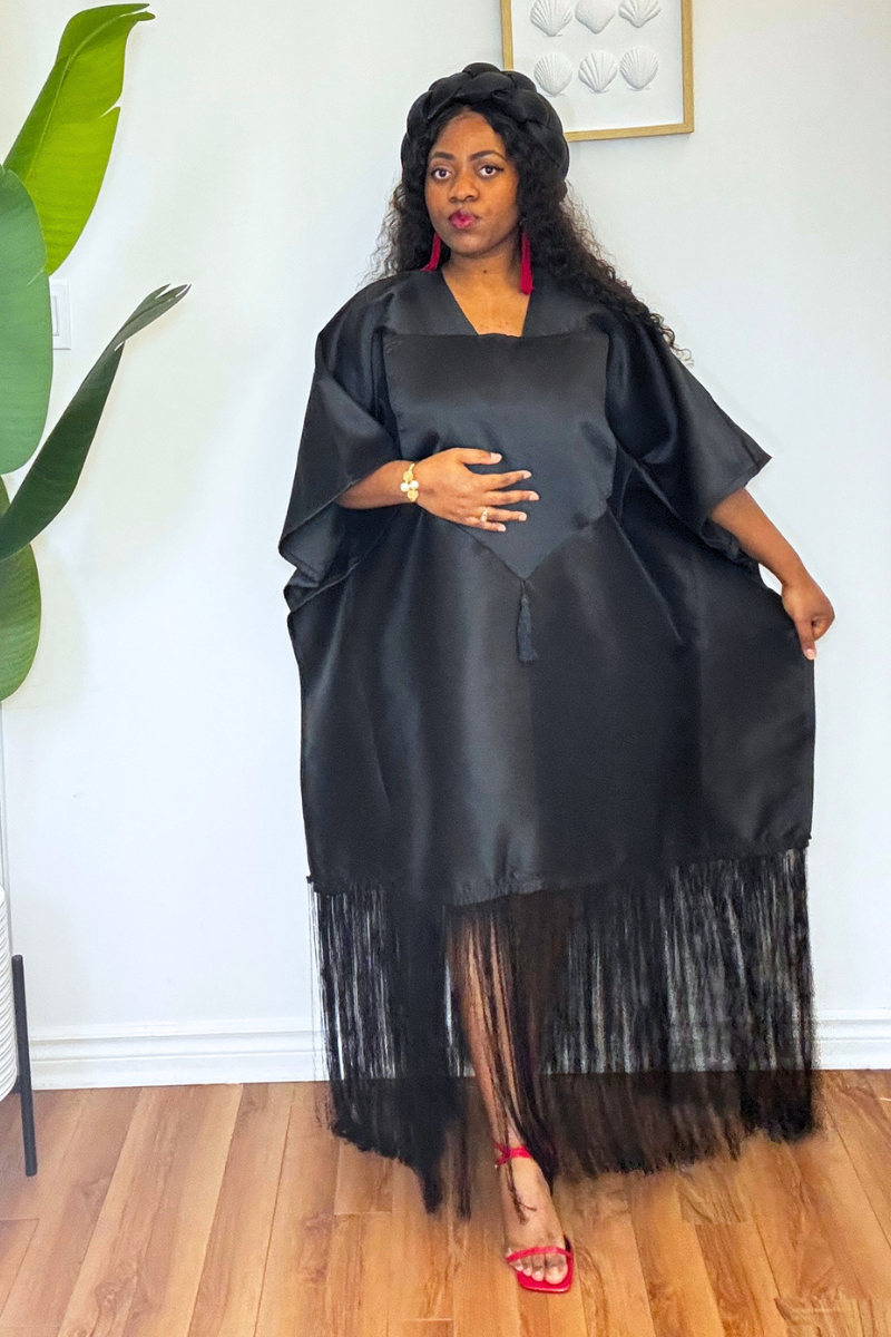 Mikado Luxe Fringe Boubou - Black