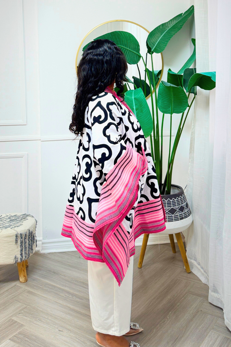 Makasi Kimono Jacket - Black & Pink