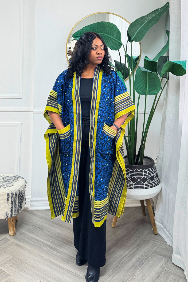 Makasi Kimono Jacket - Blue & Yellow