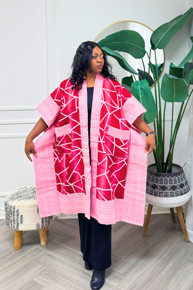 Makasi Kimono Jacket - Red & Pink