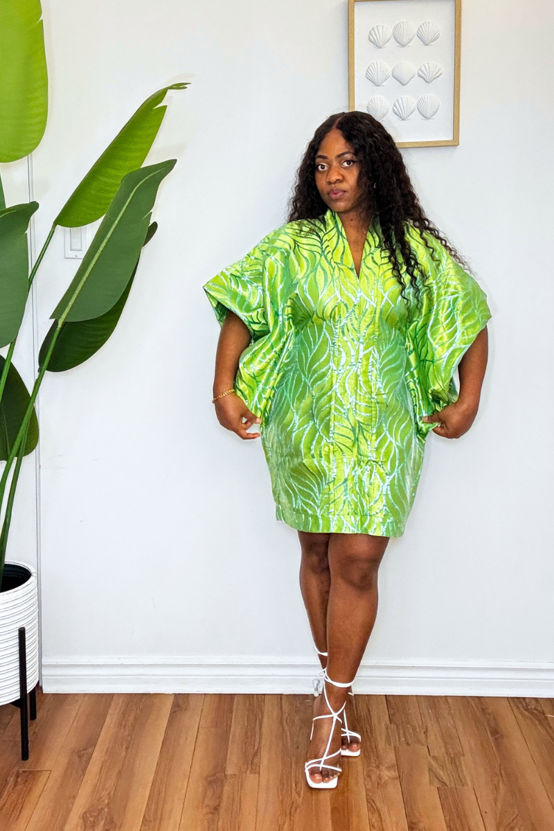 Luxury Mini Boubou Dress - Green