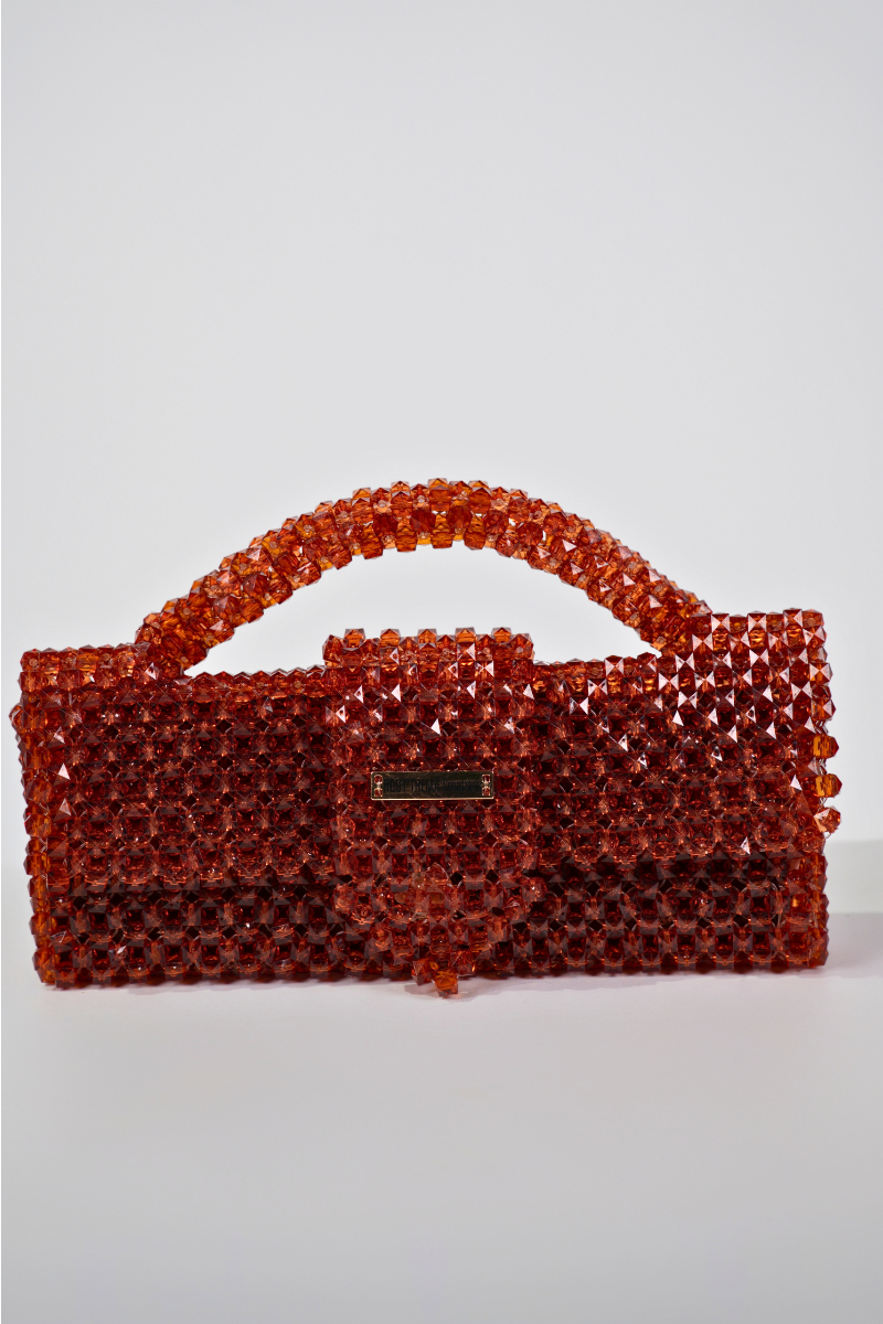Amber Crystal Beaded Bag