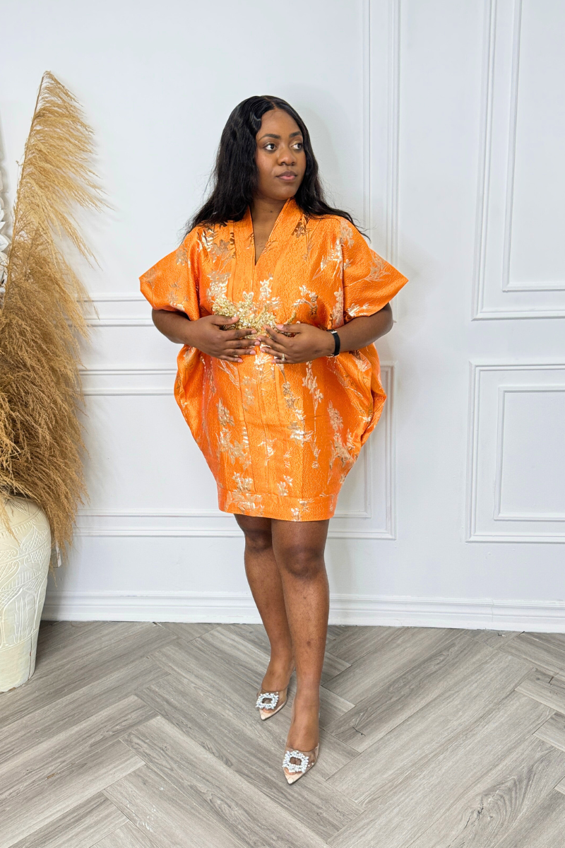 Luxury Mini Boubou Dress - Orange