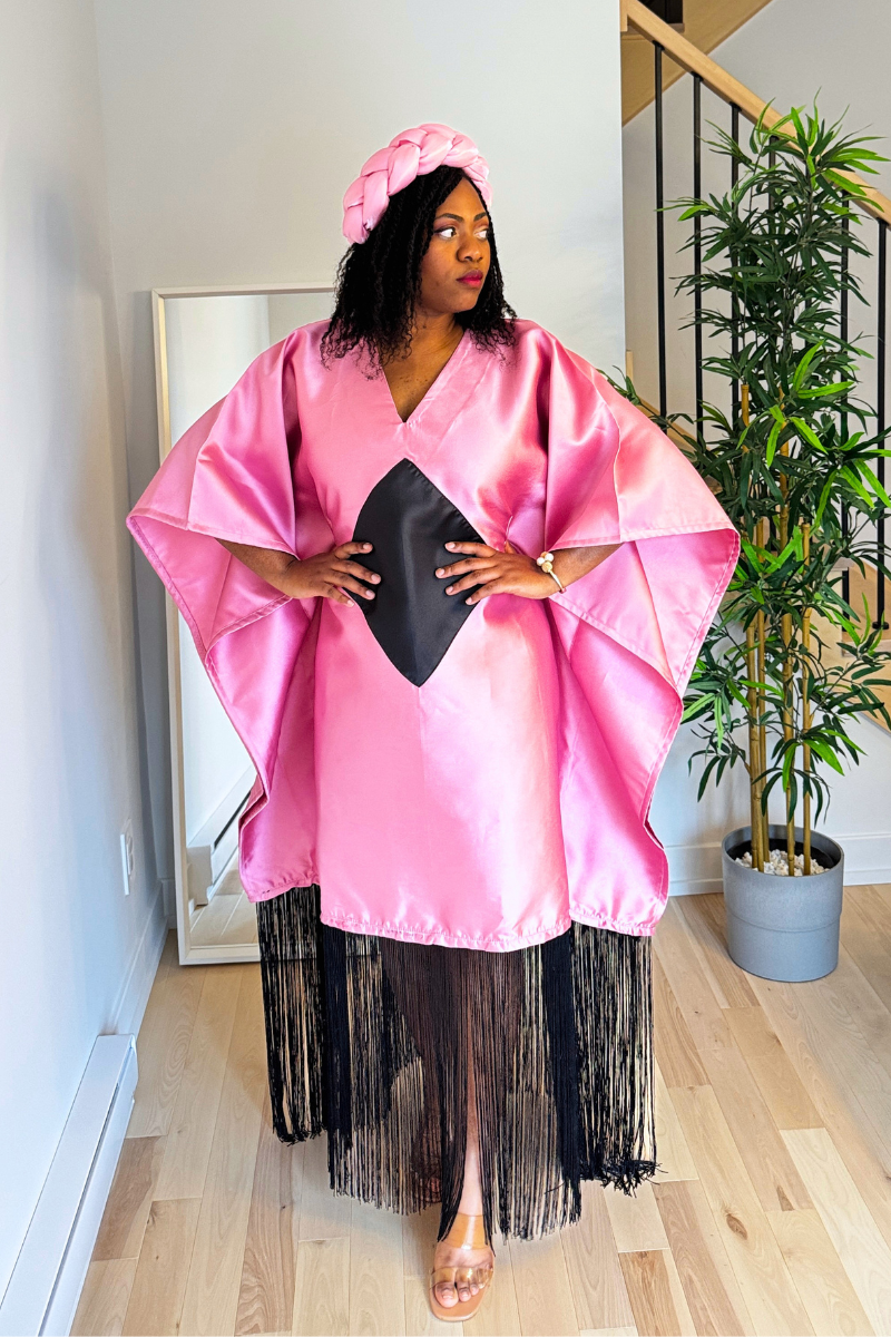 Mikado Luxe Fringe Boubou - Pink