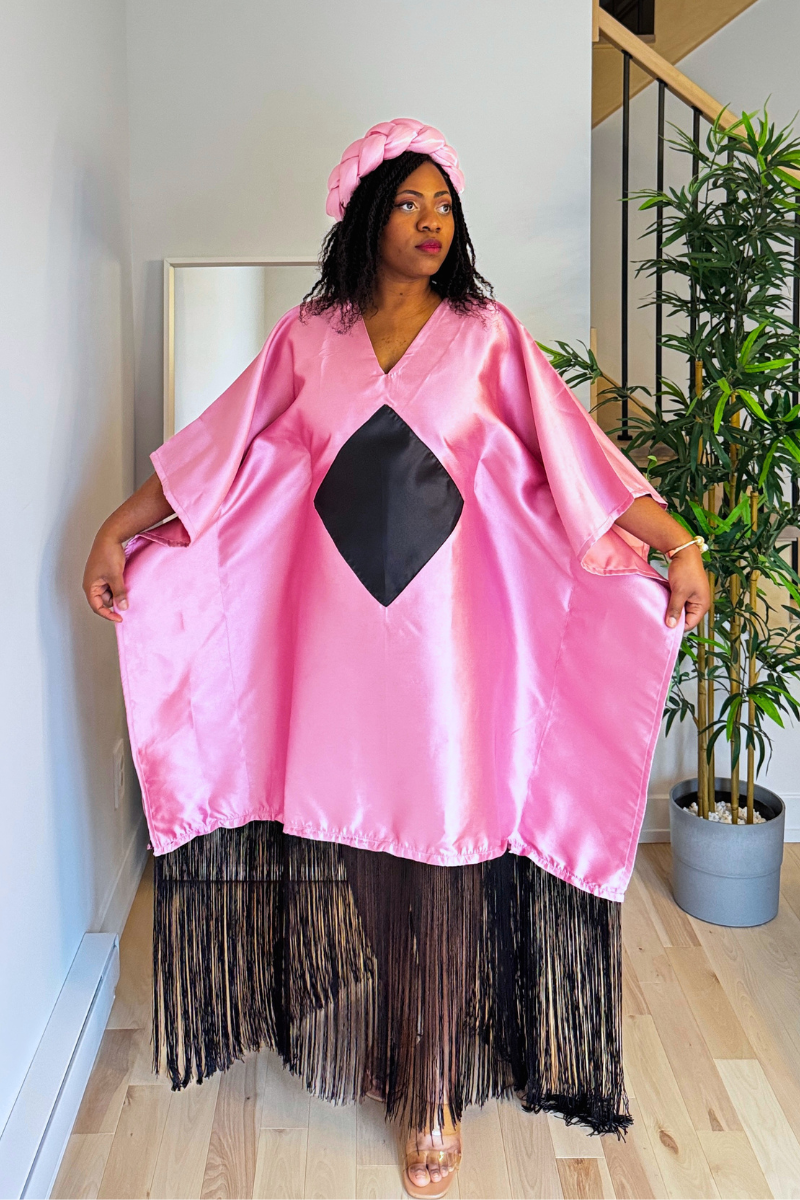 Mikado Luxe Fringe Boubou - Pink