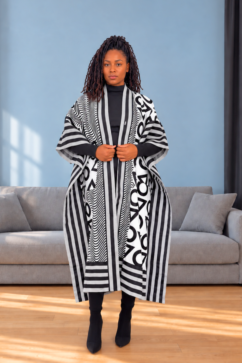 Makasi Kimono Jacket - Black & White