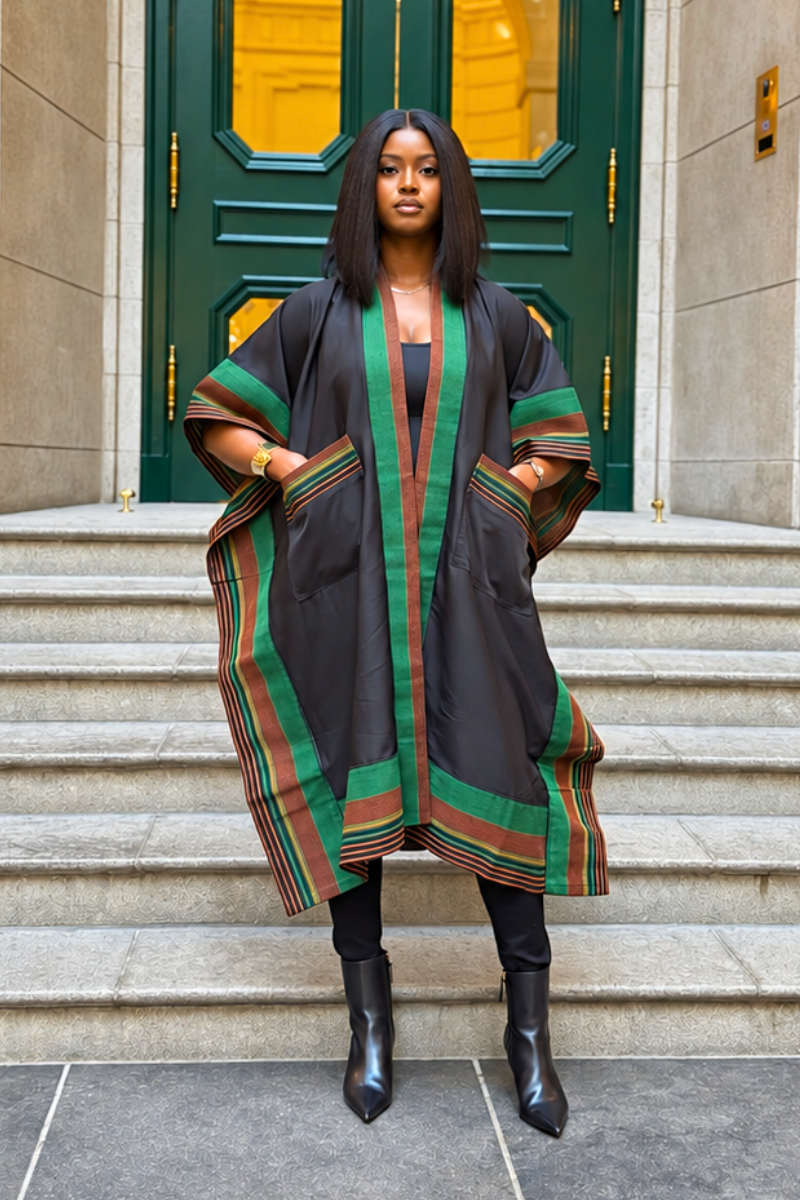 Ensemble veste kimono Makasi - Marron