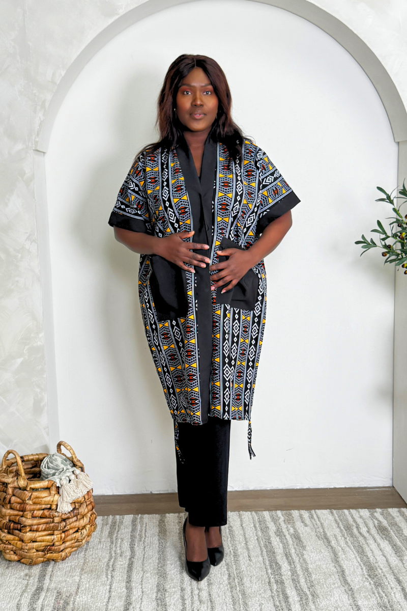 Malika Kimono - Black (100% COTTON ANKARA)