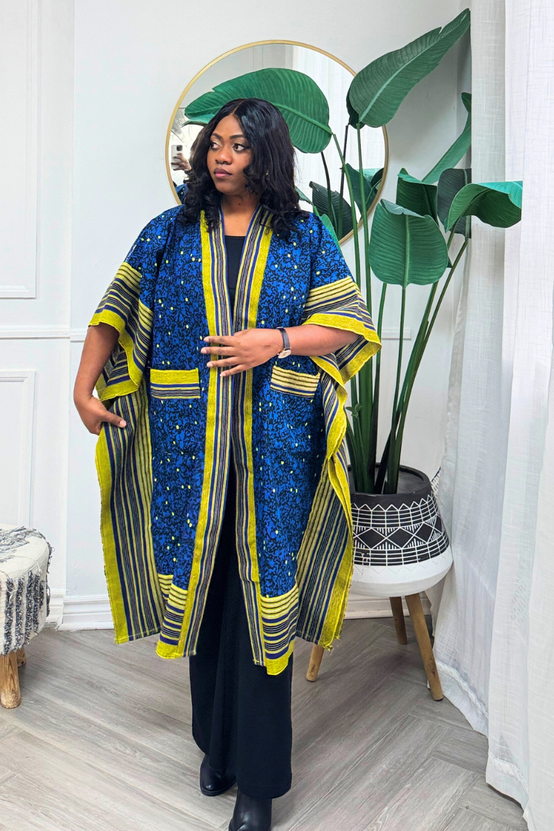 Makasi Kimono Jacket - Blue & Yellow