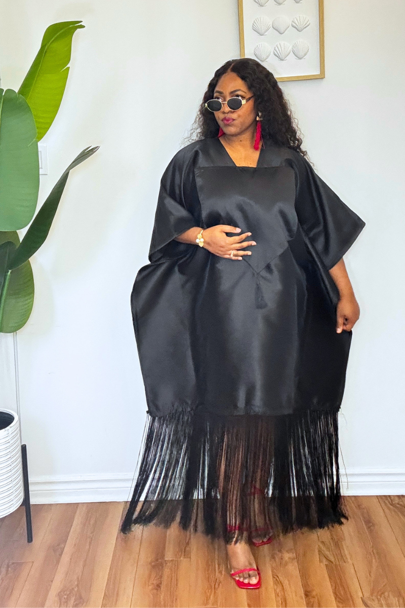 Mikado Luxe Fringe Boubou - Black
