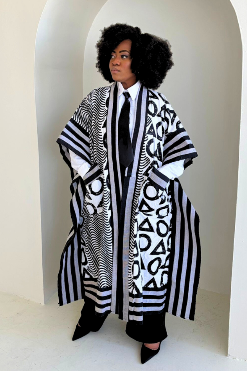 Makasi Kimono Jacket - Black & White