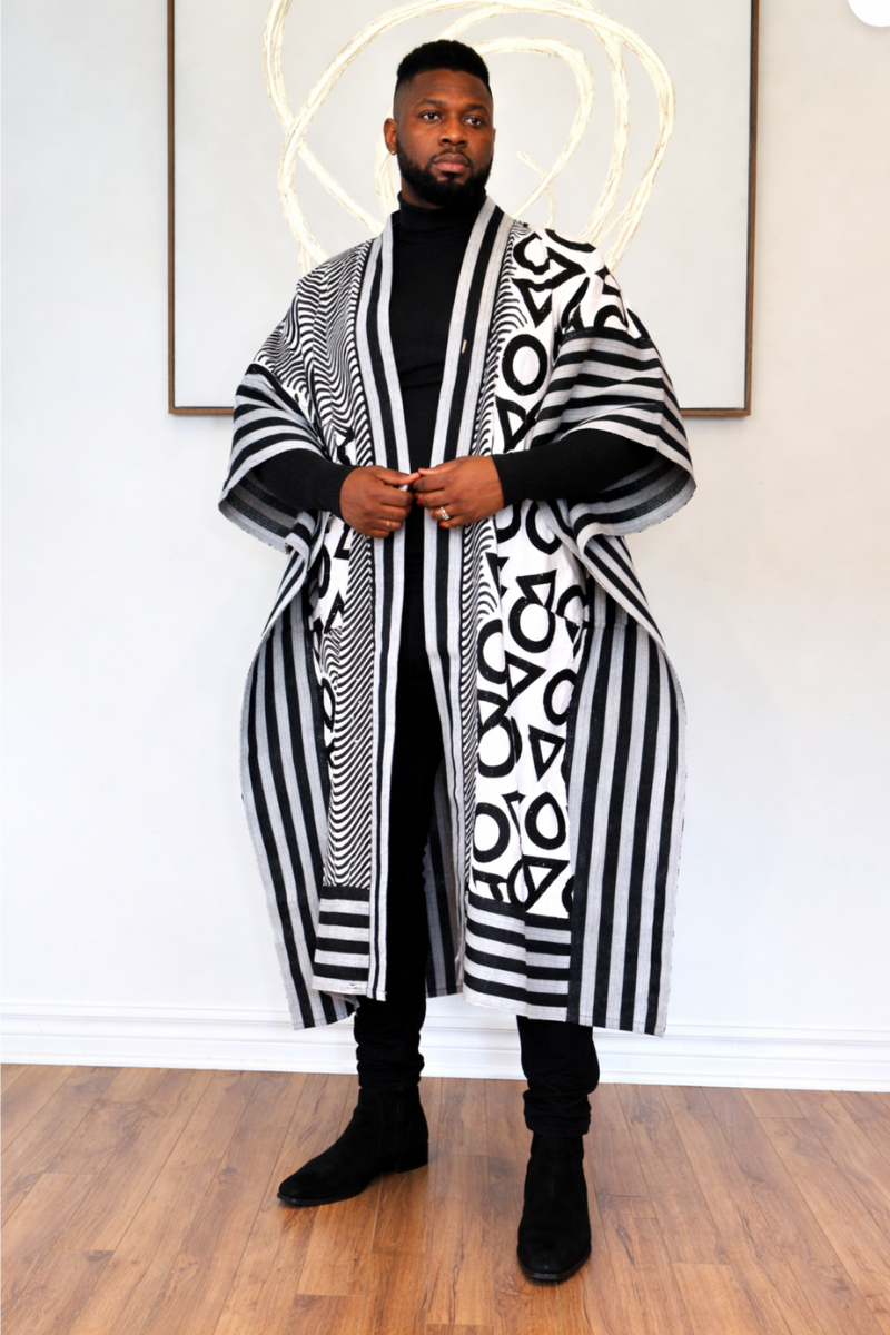 Makasi Kimono Jacket - Black & White