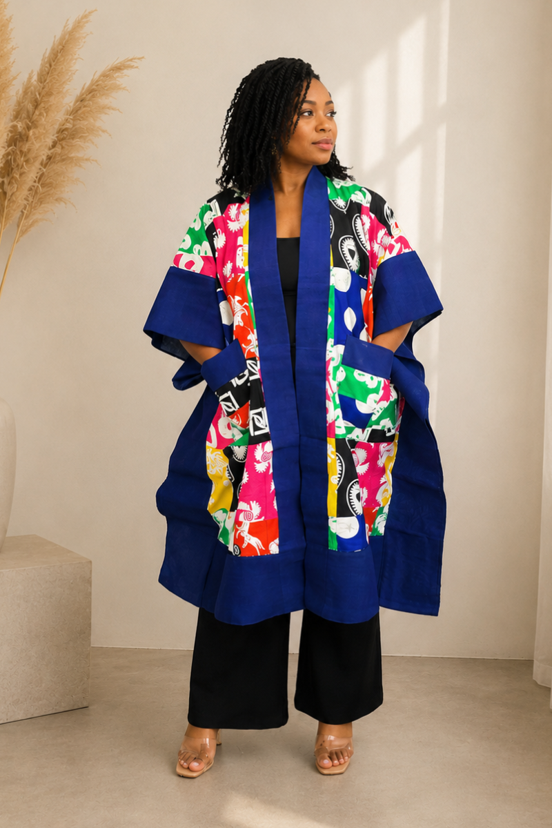 Makasi Kimono Jacket - Ankara Mix