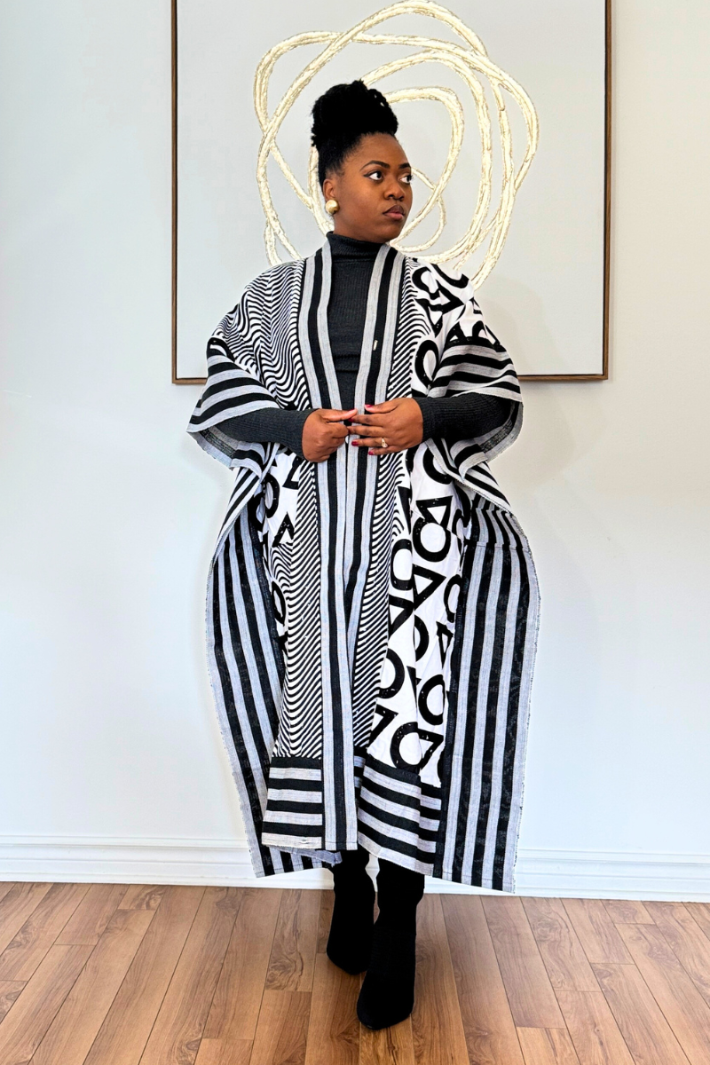 Makasi Kimono Jacket - Black & White