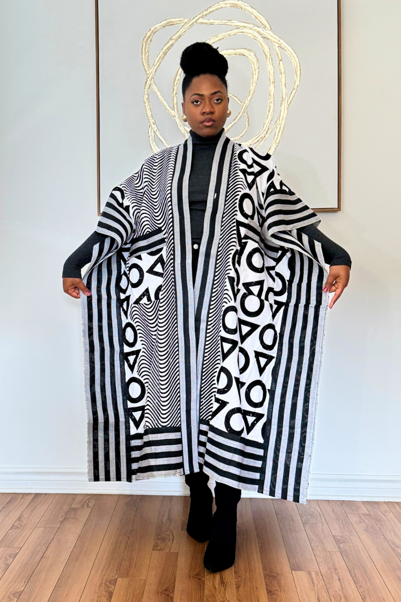 Makasi Kimono Jacket - Black & White