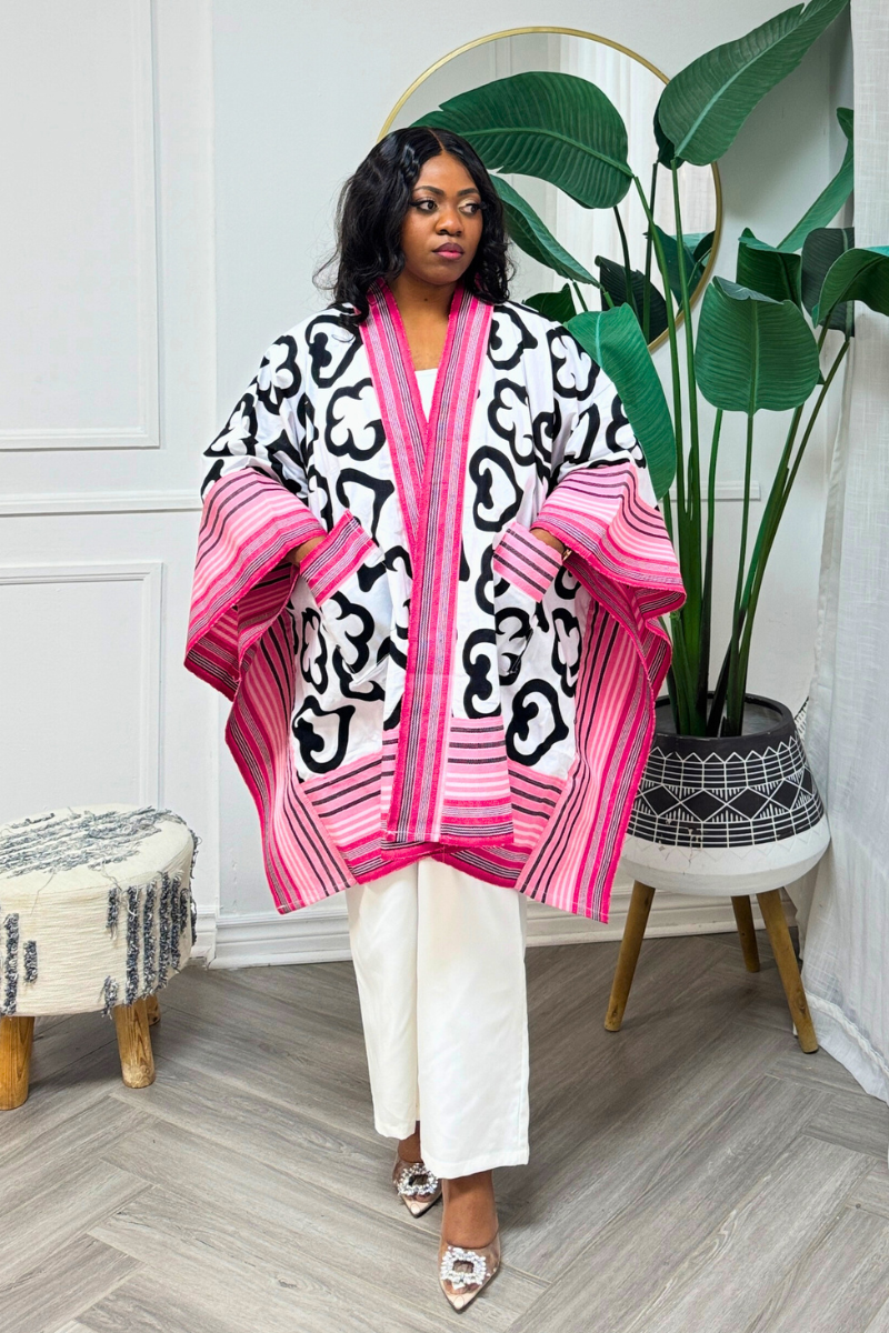 Makasi Kimono Jacket - Black & Pink