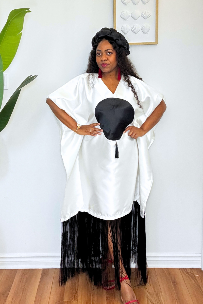 Mikado Luxe Fringe Boubou - White