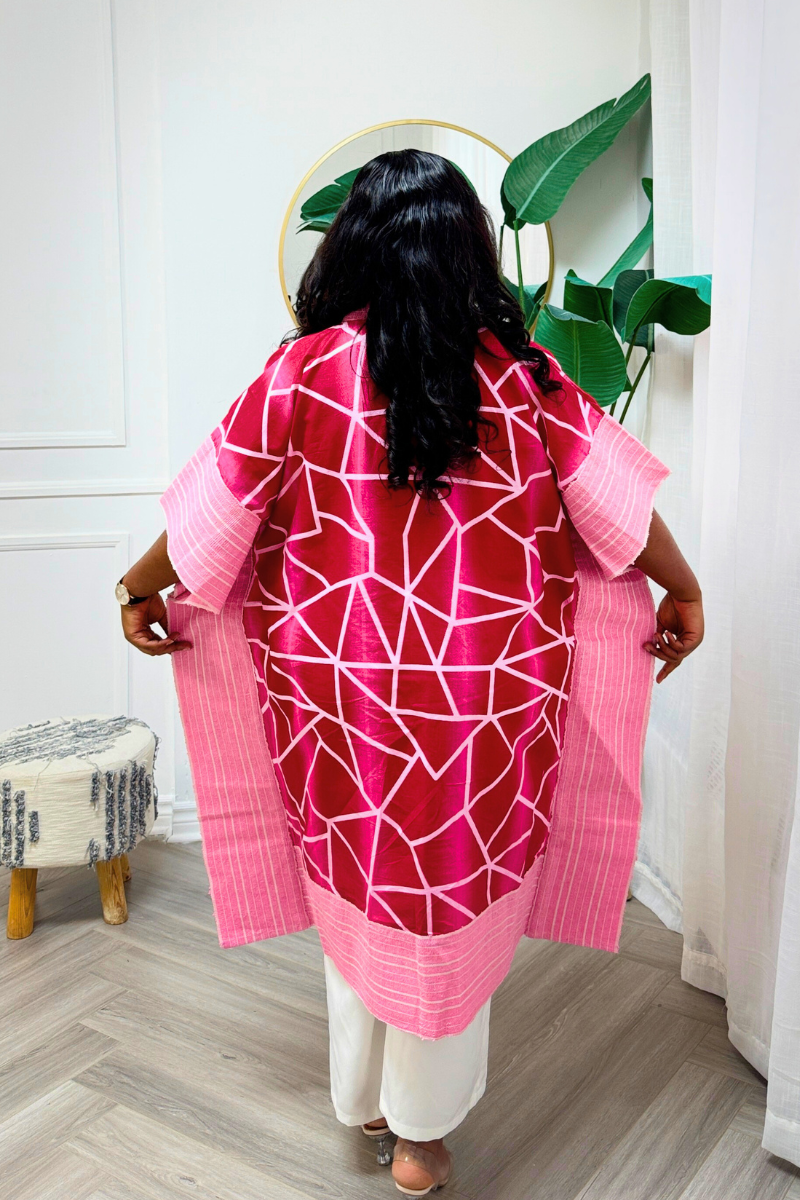 Makasi Kimono Jacket -  Red & Pink