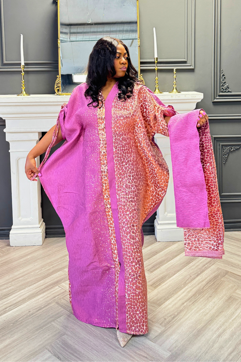 Boubou Luxe Royal - Mélange Rose et Or