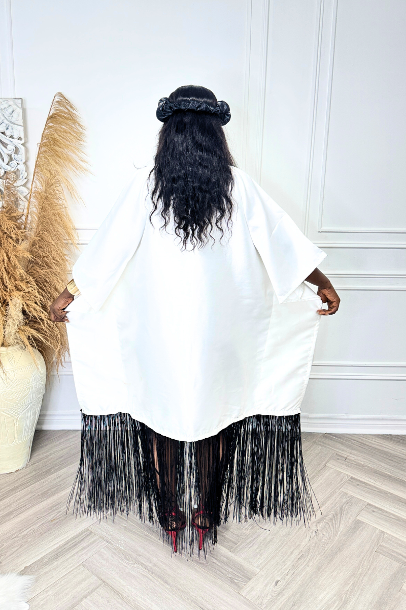 Mikado Luxe Fringe Boubou - White