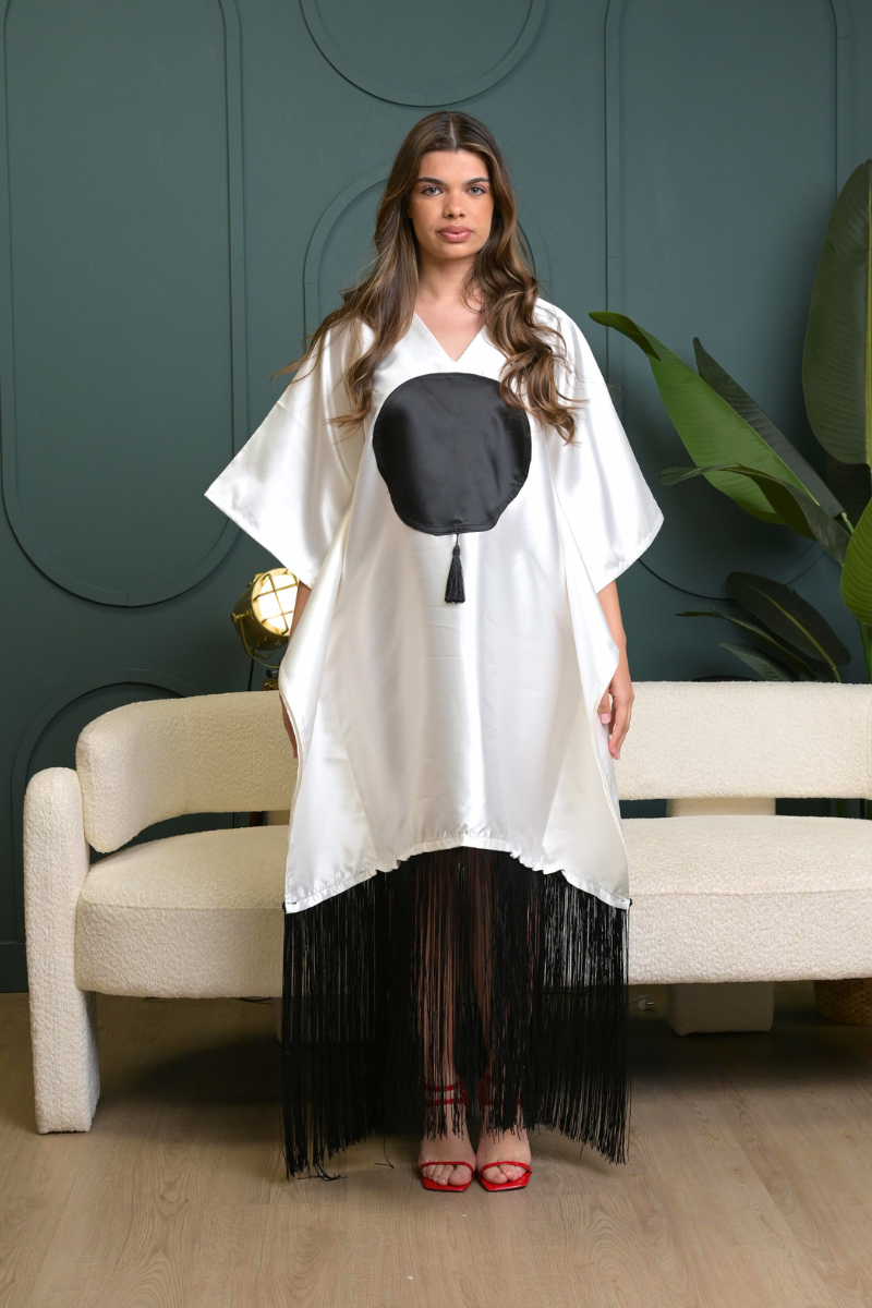Mikado Luxe Fringe Boubou - White
