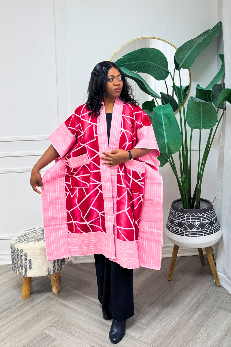 Makasi Kimono Jacket -  Red & Pink