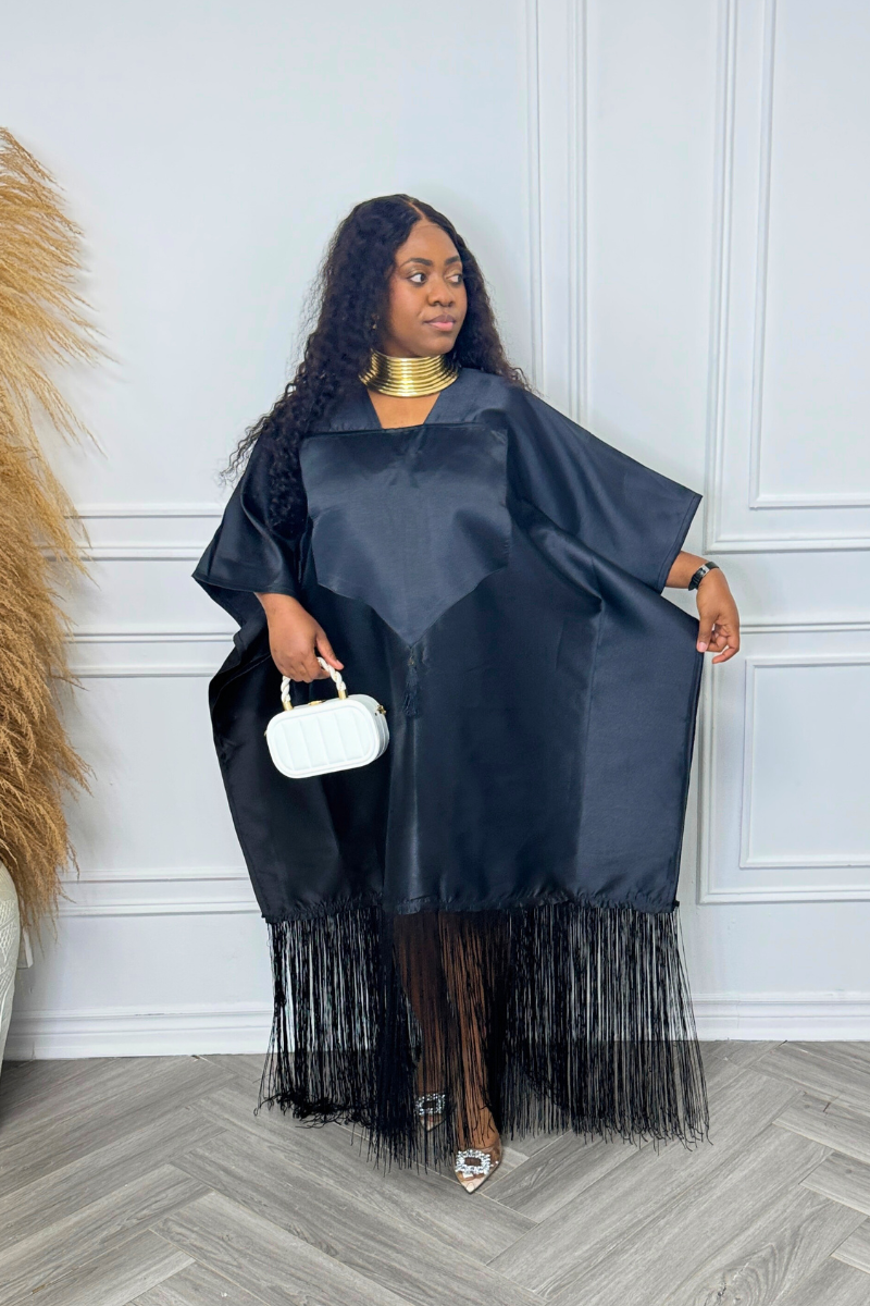 Mikado Luxe Fringe Boubou - Black