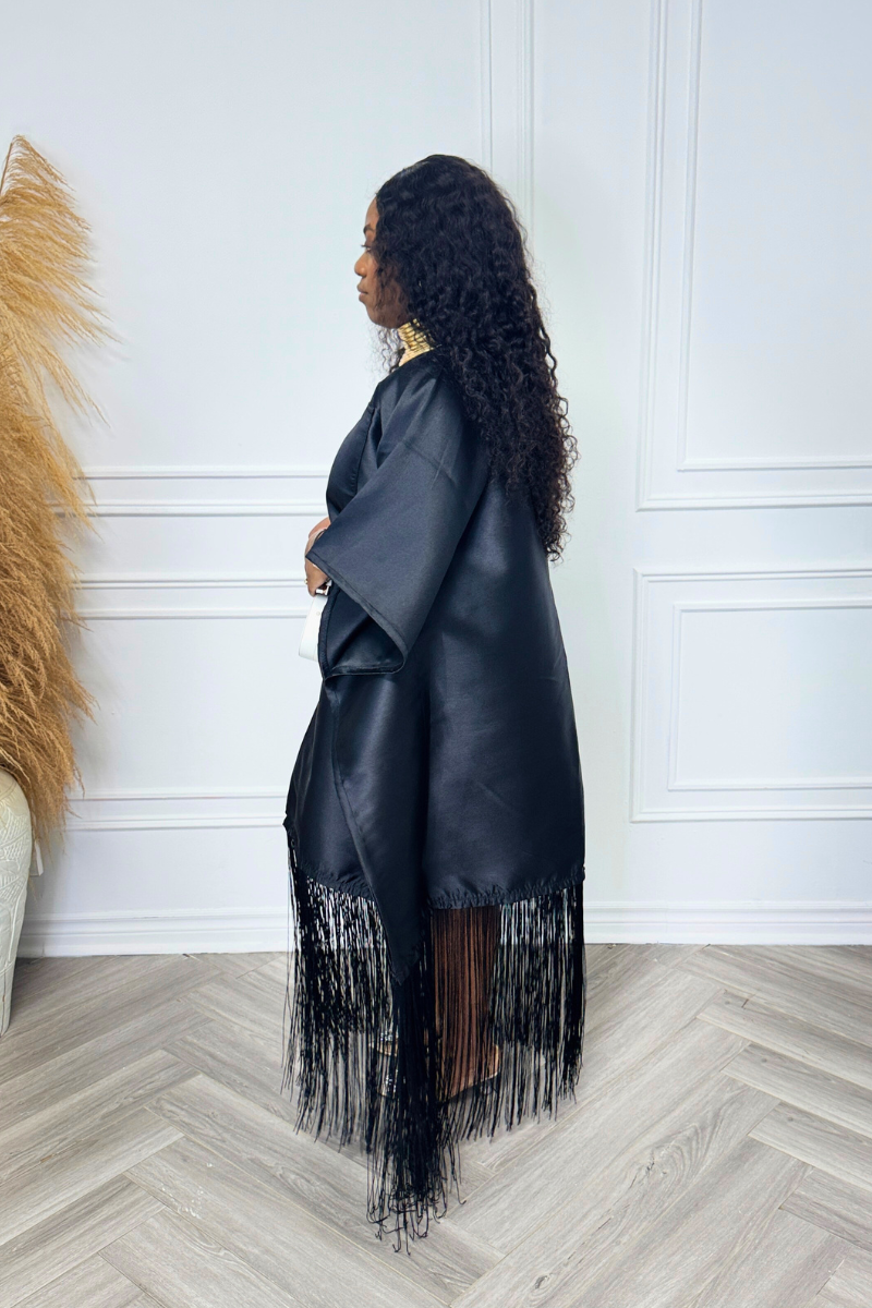 Mikado Luxe Fringe Boubou - Black