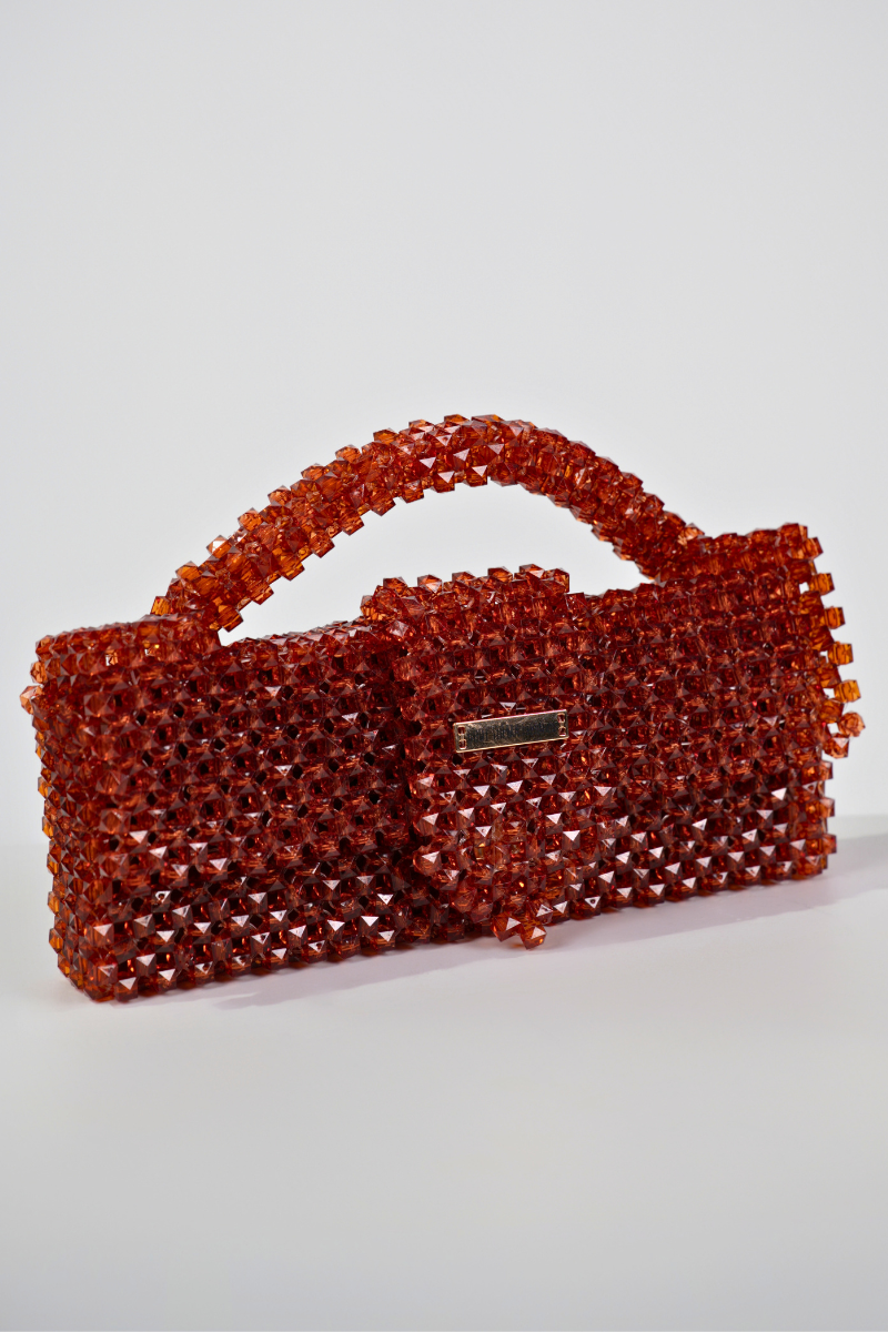 Amber Crystal Beaded Bag