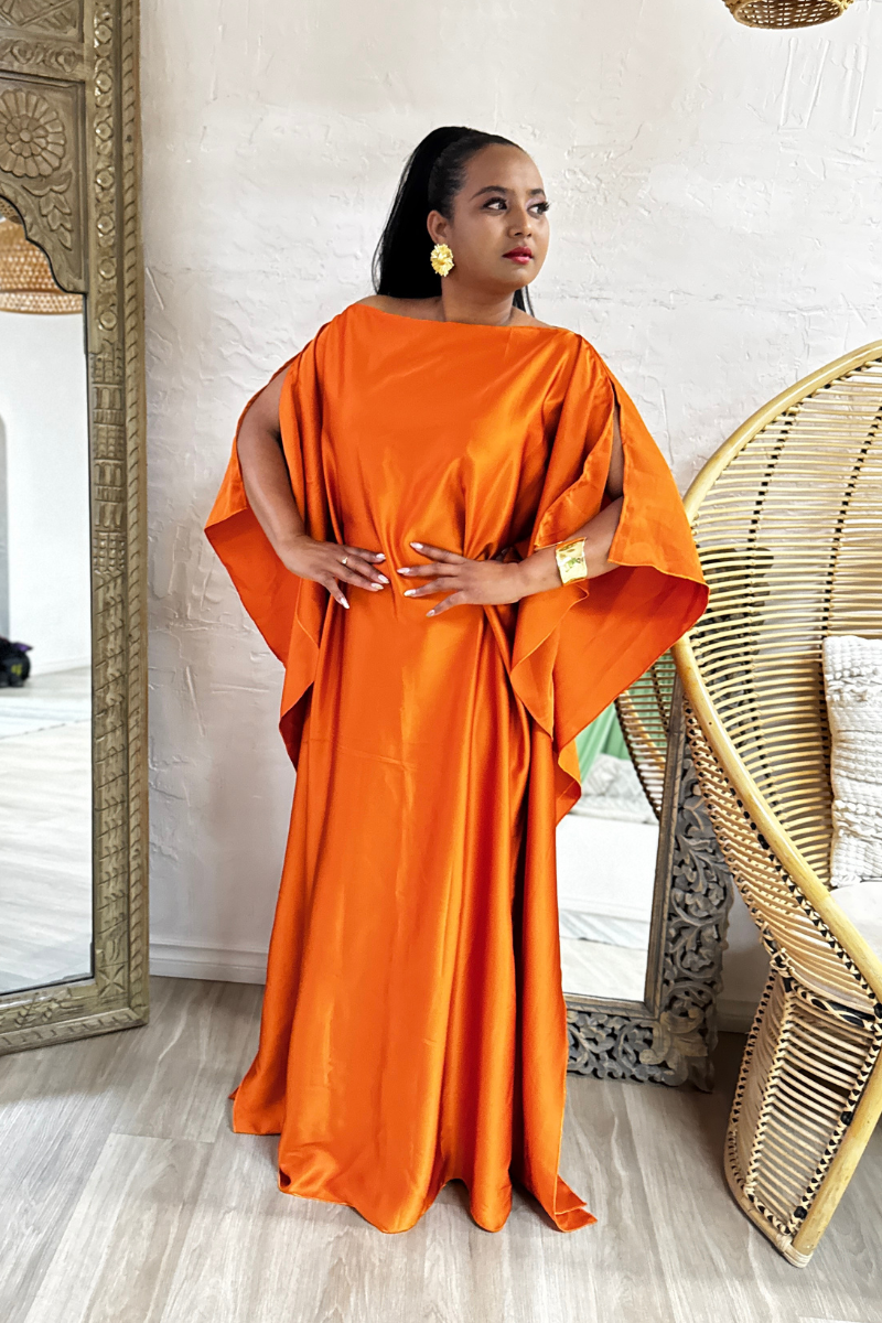 Amara Silk Boubou - Orange