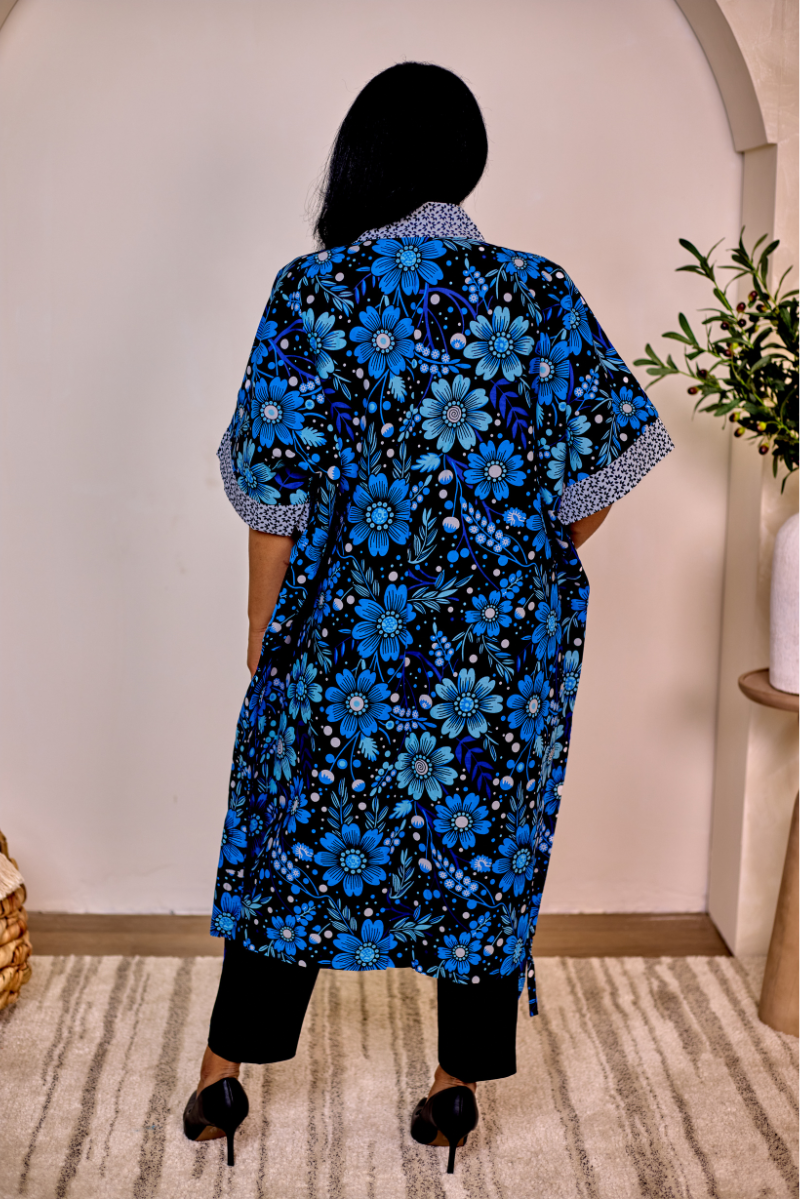 Malika Kimono - Blue (100% COTTON ANKARA)