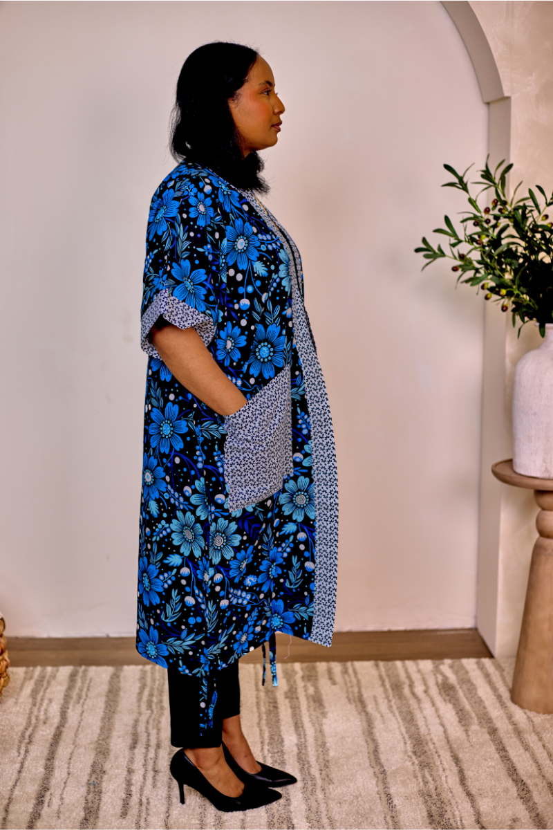 Malika Kimono - Blue (100% COTTON ANKARA)