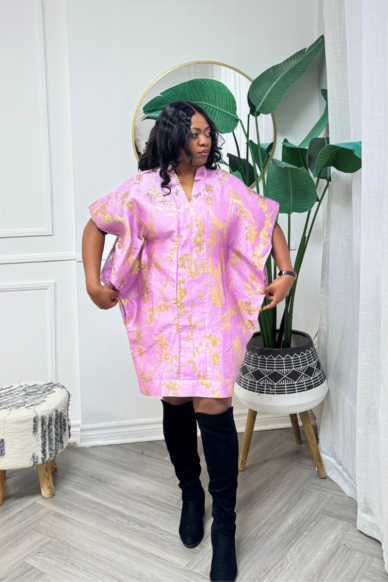 Luxury Mini Boubou Dress - Pink