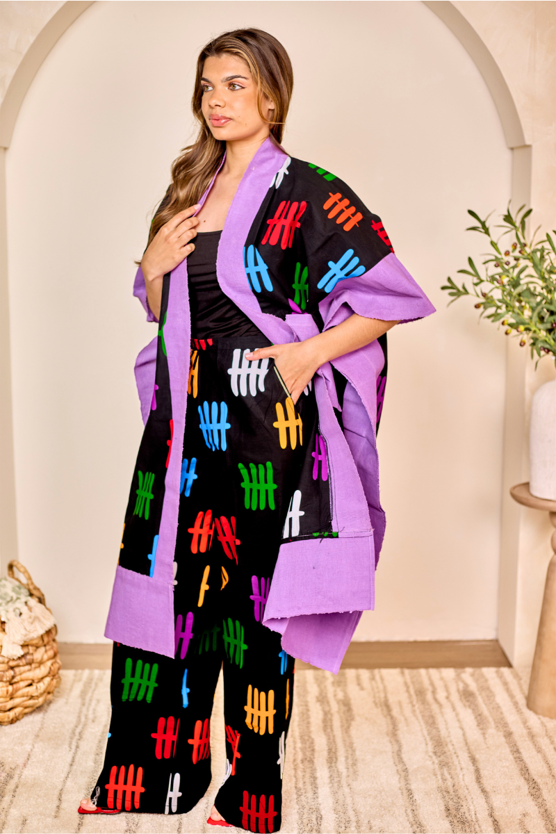 Makasi Kimono Jacket Set - Purple