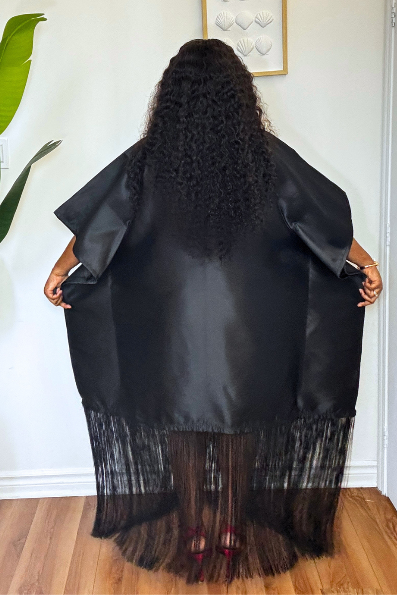 Mikado Luxe Fringe Boubou - Black