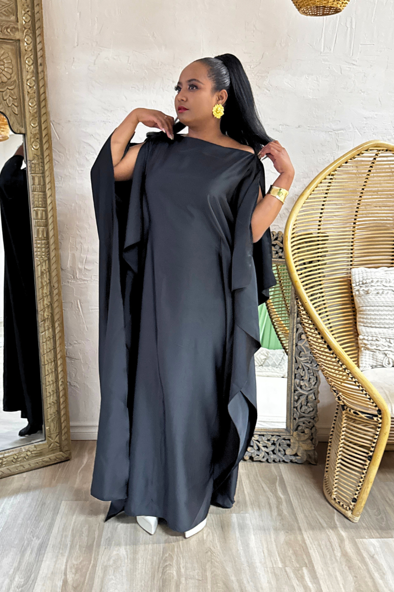 Amara Silk Boubou - Black