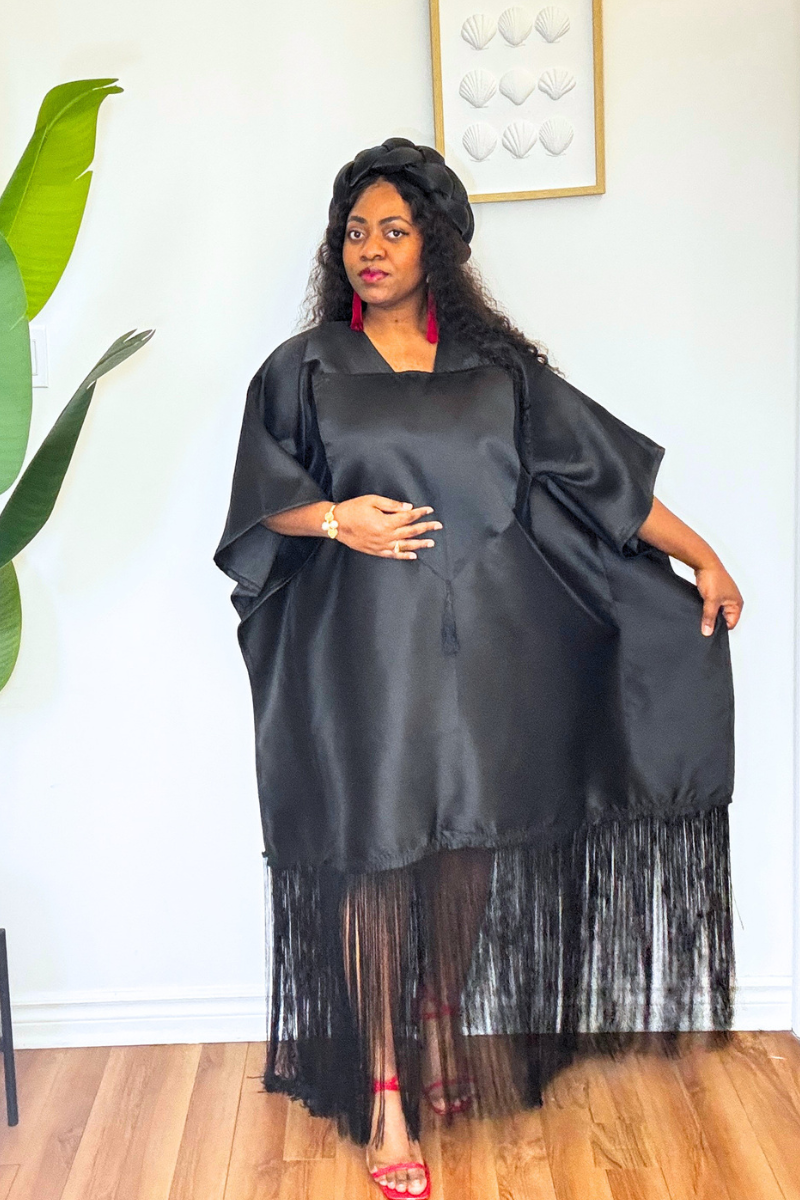 Mikado Luxe Fringe Boubou - Black
