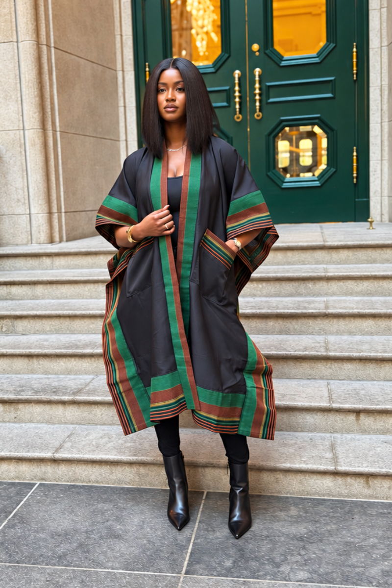 Ensemble veste kimono Makasi - Marron