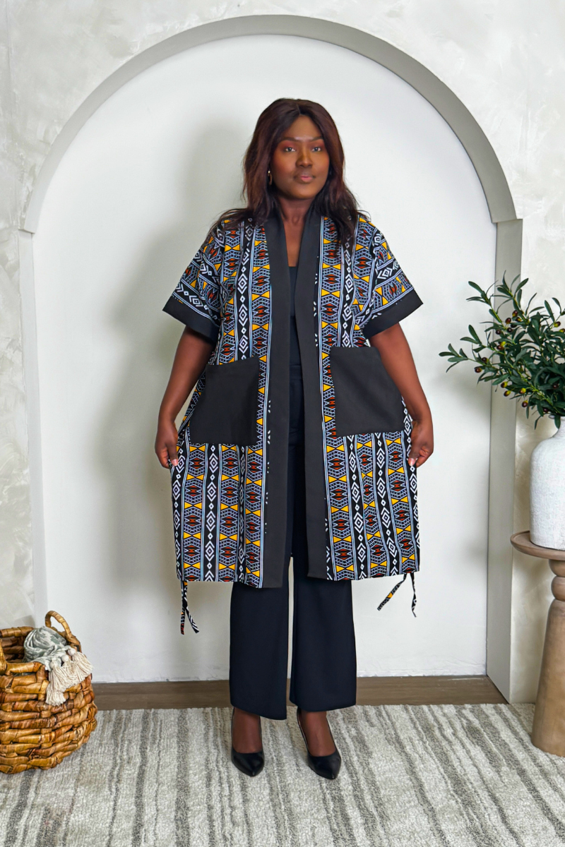 Malika Kimono - Black (100% COTTON ANKARA)