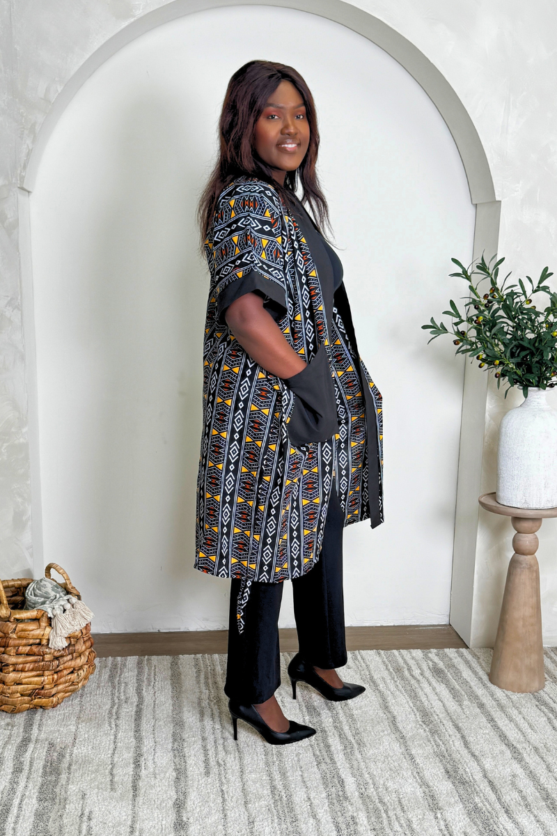 Malika Kimono - Black (100% COTTON ANKARA)