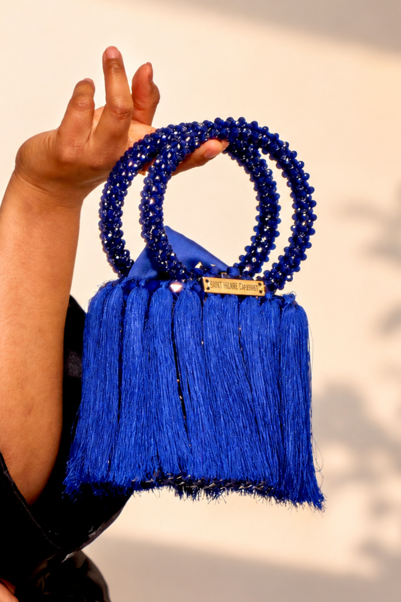 Sac perlé Majesty Fringe (bleu)