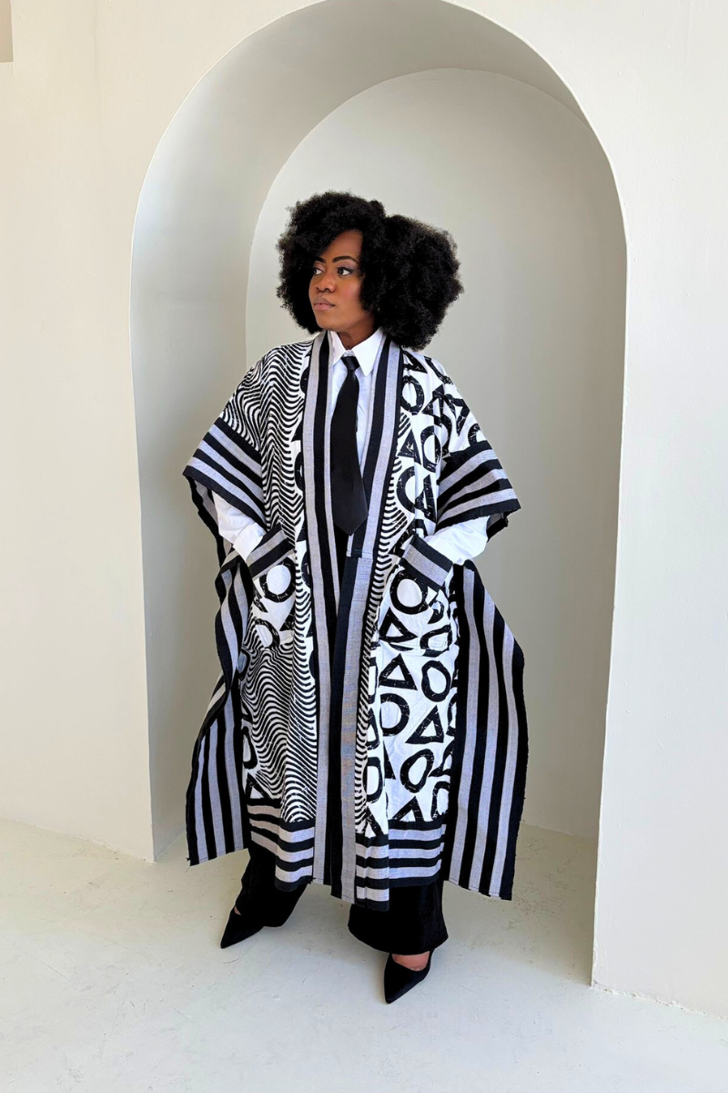 Makasi Kimono Jacket - Black & White